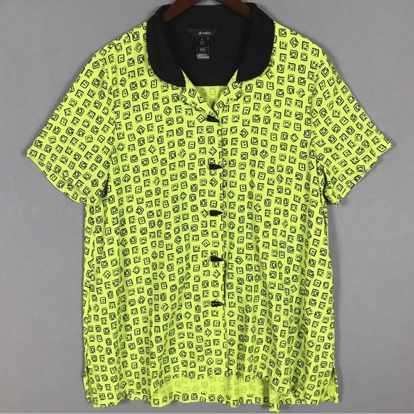 Ali Miles Tops - Ali Miles Plaid Print Wire Collar 3/4 Cinched Tie Sleeve Woven Tunic, Sz: Large